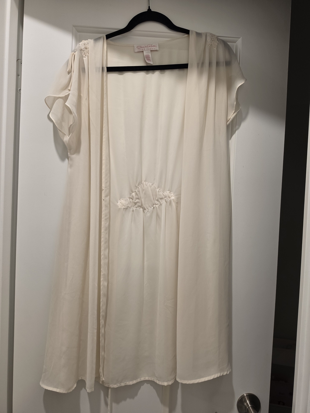 Oscar de la Renta Cream Sheer Short Robe - Picture 1 of 4